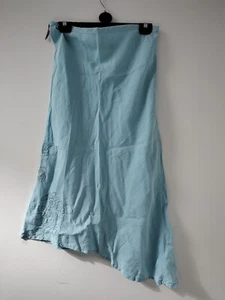 White Stuff Light Blue Linen Asymmetric Embroided Skirt Size 2 UK 10 - Picture 1 of 7