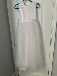 WHITE Size 1 2 Recital Bridesmaid Formal Birthday Communion Flower Girl Dress - Picture 1 of 6