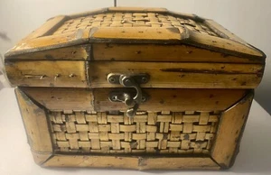 Bamboo Table Top Treasure Chest w/Latch - Picture 1 of 24