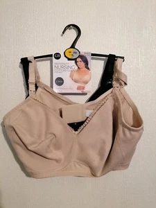 M&S Maternity Cotton Full Cup Nursing Bra 2 Pack 38DD Nude Black New With Tags - Picture 1 of 4