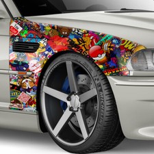 Stickerbomb Auto-Folie 3D Car-Wrapping Luftkanäle Logos & Marken - Cartoon Matt 
