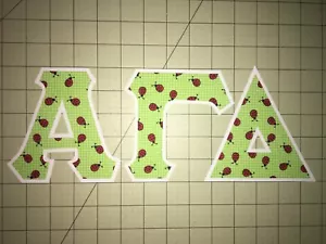 ALPHA GAMMA DELTA 5 INCH GREEK SORORITY IRON ON LETTERS (NO SEW) - LADYBUGS - Picture 1 of 1