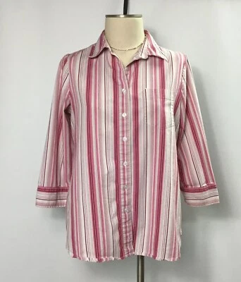 Blusa Mujer Liz Lange Talla M Rosa Blanco Rayas Cuello en V Camisa Abotonada Foto 1 de 4