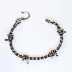 Barbed Wire 925 silver torc torque biker viking bangle Bracelet - Picture 1 of 2