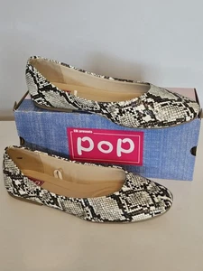 POP Ballerine Donna 10 M Prigioniero Stampa Serpente Scarpe Slip On Nuove - Foto 1 di 8