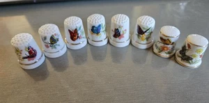 VTG Lot of 8 Porcelain/Ceramic Thimbles -Butterflies And Flowers - Picture 1 of 7
