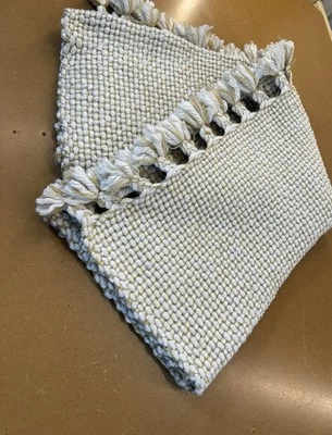 West Elm Marled Basket Weave Throw Blanket 50x60 White & Gold   - Image 1 of 4