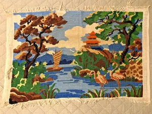 Tapiz de punta de aguja completo hecho a mano de colección "Vista al río" 20X13" Cottagecore - Imagen 1 de 6