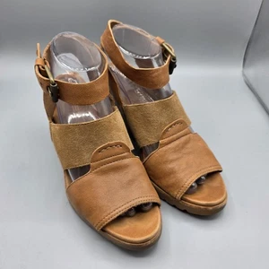 Sorel Sandals Womens 8.5 Tan Leather Platform Wedge Gladiator Wrap Ankle Strap - Picture 1 of 15