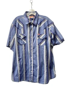 ELY Cattleman VTG Pearl Snap Shirt Big Man Size 2XLT Blue Western Cowboy Retro - Picture 1 of 10