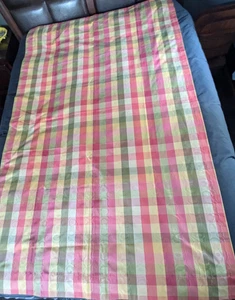 Country Curtains Drapes 2 Panels Gold Green Rose Plaid 50x80 - Picture 1 of 7