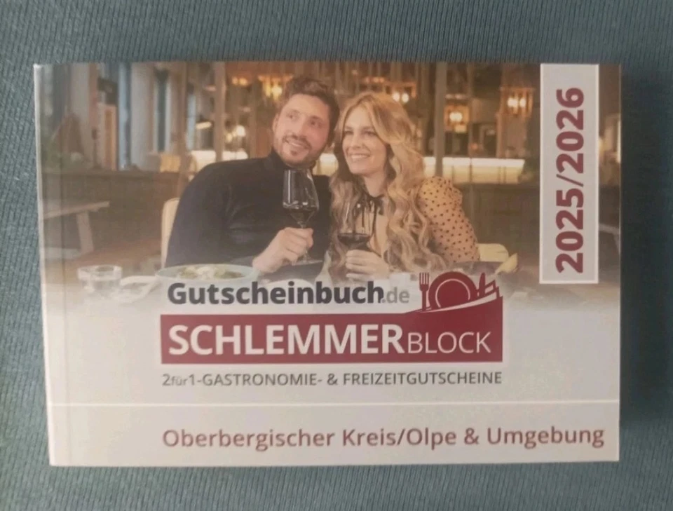 Schlemmerblock Gutscheinbuch Oberbergischer Kreis/Olpe und Umgebung 2025/2026 - Bild 1 von 1
