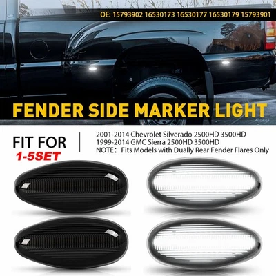 Luces LED laterales blancas ahumadas para GMC Sierra 2500HD 3500HD 1999-2014 4-40X Foto 1 de 4