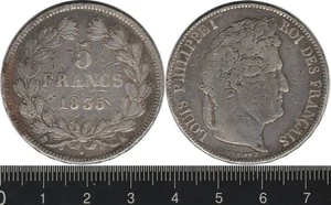 France: 1835 K 5 Francs Louis Philippe I silver - Picture 1 of 1