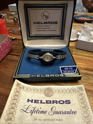 Vintage Helbros Watch Womens Mechanical Manual Wind 18mm Expansion Band With Box - Image 1 of 4