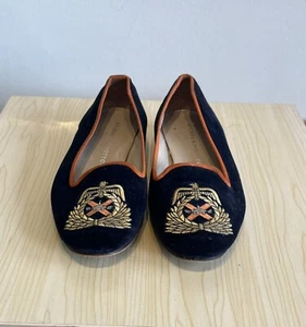 Stubbs & Wootten Women’s Black Velvet Flats Sz 7 - Picture 1 of 3
