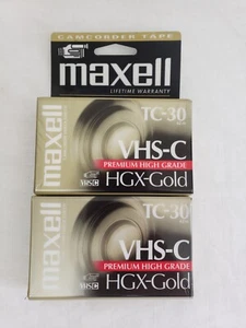 VHS-C Blank Camcorder Maxell MAX203010 High Grade Videotape Cassette Lot of 2 - Picture 1 of 3