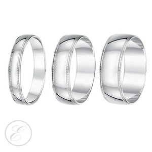Platino Anillo Corte Forma Borde Millgrain Alianza 3mm 4mm 5mm 6mm 7mm - Imagen 1 de 7