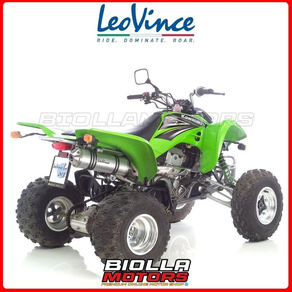 3914E POT LIGNE LEOVINCE KAWASAKI KFX 400 2003 - 2006 X3 ALUMINUM 4T Z400- LTZ40 - Photo 1/4