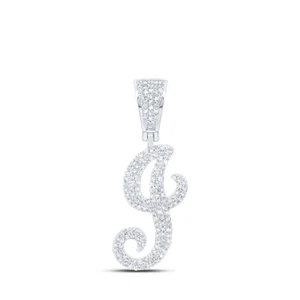 10K Weiß Gold Herren Rund Diamant J Initialen Buchstabe Charm Anhänger 3/4 Cttw - Bild 1 von 2