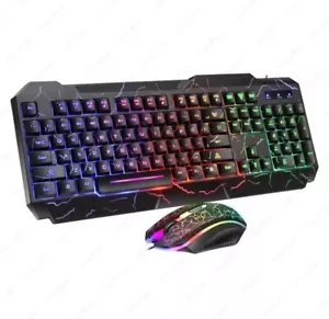 LED Gaming Keyboard+Mouse Backlight RGB Colour Back Light Up Rainbow PC Laptop - Picture 1 of 4