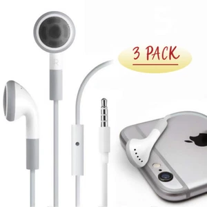 3 Pack Earphones for Mp3 Player with MIC Earbuds Headsets Headphones White New - Picture 1 of 12