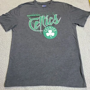 Boston Celtics Basketball Adult Men's T-Shirts Script Charcoal Large - Picture 1 of 8