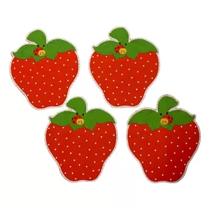 Vintage 4 Strawberry Shortcake Marienkäfer Stoff Frontplatten plus Calico Rückseiten - Bild 1 von 11