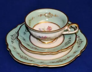 ROSENTHAL Kronach-Deutschland gold hellgrün Blumenmuster VIKTORIA Trio Tasse Untertassenteller - Bild 1 von 6