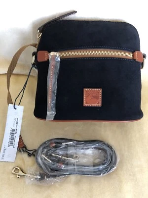 ¡REGALOS DE VACACIONES! Bandolera/bolso de hombro Dooney & Bourke de gamuza abovedada -AZUL MARINO - NUEVO CON ETIQUETAS Foto 1 de 4