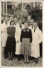 Photographie étudiants en médecine collégiale allemande médecins manteaux de laboratoire années 1930 3 3/8 x 5 1/4