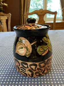 Vintage Ceramic Cookie Jar Canister Lid Decor Hand Painter Artist Signed Unique - Picture 1 of 9