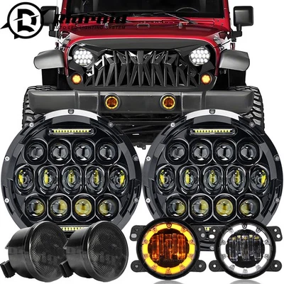 Combo de faros LED PUNTO 7" + 4" luces antiniebla para Jeep Wrangler JK 2007-2018 Foto 1 de 4