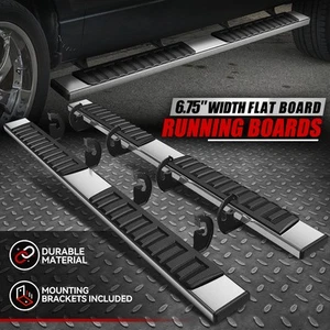 For 09-14 Ford F150 Super Crew Cab 6.75" Flat Side Step Nerf Bar Running Boards - Picture 1 of 9