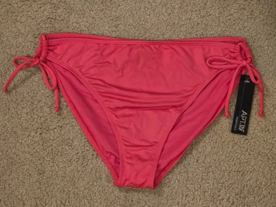 Novo Apt. Roupa de banho feminina 9 gravata lateral hipster coral laranja biquíni parte inferior tamanho 14 - Imagem 1 de 4