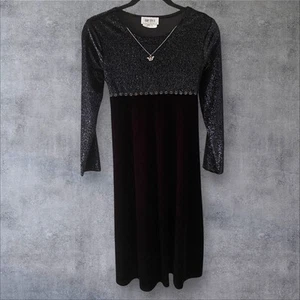 VTG 90s Amy Byer Velvet Dress Girls 14 Grunge Glitter Long Sleeve Black USA NEW - Picture 1 of 9