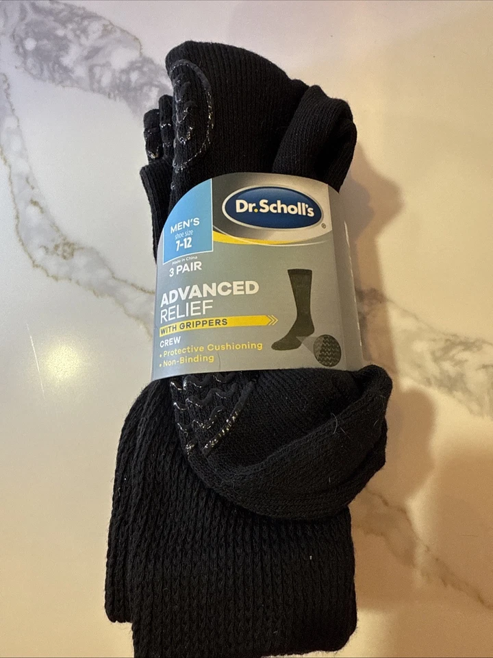 Calcetines Dr Scholl’s Advanced Relief With Grippers Crew 3 pares para hombre 7-12 negros  Foto 1 de 4