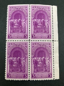 Block of 4 - Scott 854 - 3 cent - Washington Inauguration - 1939 - MNH - Picture 1 of 2