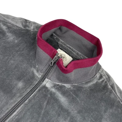 Chaqueta deportiva Maus & Hoffman de terciopelo/velour con cremallera completa gris/púrpura para hombre • Grande Foto 1 de 4
