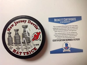 Disco de Hockey Ken Daneyko Firmado Sombrero Truco NJ Devils Stanley Cup Beckett Bajo Certificado de Autenticidad a - Imagen 1 de 2