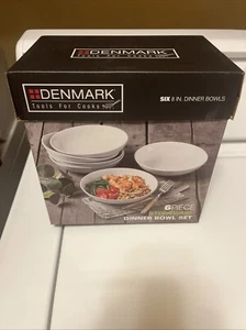 Denmark Tools For Cooks 6 Piece White Stoneware Dinner Bowl Set 8 in Bowls - Picture 1 of 3