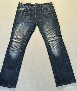 Marc Ecko Jeans Cut & Sew Denim Men's 36x30 Y2K Textured Stone Washed - Picture 1 of 13