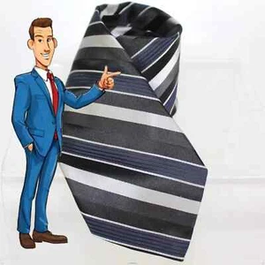 Cravatta uomo Van Heusen blu a righe 57,5" L x 3,5" con seta nuova made in USA NUOVA SENZA ETICHETTE - Foto 1 di 9
