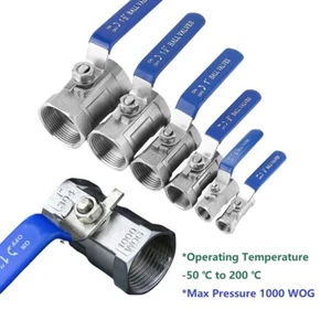 Stainless Steel Ball Valve WOG1000 Heavy Duty Pipe Female Thread Shut Off Switch - Picture 1 of 10