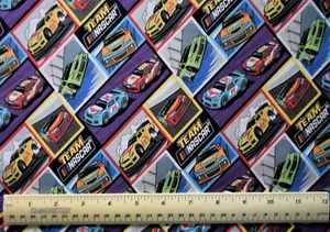 Camelot Fabrics Team Nascar collage race cars blocks By the 1/4 yd cotton fabric - Picture 1 of 2
