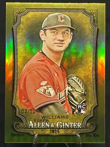 Gavin Williams 2024 Allen & Ginter Chrome GOLD REFRACTOR /50 #23 Guardians RC - Picture 1 of 2