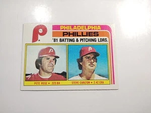 1982 Topps - #636 Phillies Leaders / Checklist Pete Rose / Steve Carlton - Picture 1 of 6
