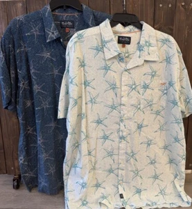 Salt Life Star Fish Woven Button Up Shirt Mens XXL Blue / White LOT OF 2 - Picture 1 of 11