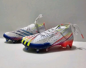Adidas Predator Edge.1 SG Tacchetti Calcio Uomo Bianco Giallo Blu Taglia 12 (GW1021) - Foto 1 di 17