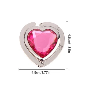 Heart Shaped Folding Crystal Handbag Hook Bag Hanger Portable Table Side Hook _t - Picture 1 of 20